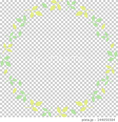 Stylish round frame with green leaves Stylish round frame with green leaves 144050384