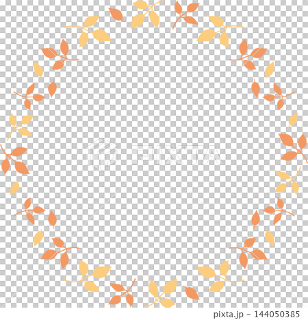 Stylish round frame with autumn leaves 144050385