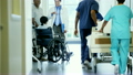 African American disability senior female on wheelchair and husband in hospital 20376258