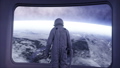 alone astronaut in futuristic spaceship, room 28589179