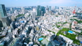超広角　六本木と都心全景　東京タイムラプス　7月　緑と青空　ティルトアップ 32542950