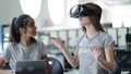 High school students using VR headset in class 46307262