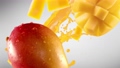 Mango with Slices Falling with Splash Juice included Luma Matte 57359863