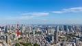 ４K  東京風景　ワイド　東京風景　タイムラプス 東京タワーと街並み　パン 58474437
