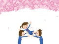 桜舞い散る中　女子学生の胴上げアニメーション 58626605