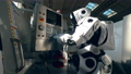 Modern robot works with factory machine in a facility. 59019816