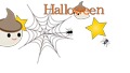 ハロウィンの可愛いお化けにカボチャや星のイラストと蜘蛛の巣で回る蜘蛛のアニメーション背景透過アルファ 67116325