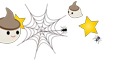 ハロウィンの可愛いお化けにカボチャや星のイラストと蜘蛛の巣で回る蜘蛛のアニメーション背景透過アルファ 67116327