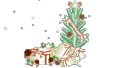 クリスマスツリーとクリスマスプレゼントとサンタクロースがそりで通るアニメーション動画 68251731