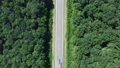 Road with cars driving through the green forest, top view 80659652