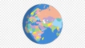 自転する地球　世界の国々は色分けされています　背景は透明 81324964