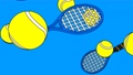 Toon style tennis balls and blue tennis rackets on 81931559