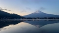 Upside down Fuji Time Laps from Lake Kawaguchi like a mirror 84001704