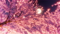 見上げた桜並木と桜吹雪（パン）/夜桜 84101414
