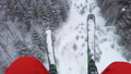 Ski winter vacation concept video. Ski lift and gondola. First person view POV with skis. Skiing on snow slopes in the mountains, People having fun on a snowy day - Winter sport outdoor activity 86769031