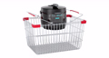 Automatic multicooker adding to shopping basket, 3d animation. 3D rendering 87662772