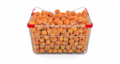 Shopping basket with apricots rotating, 3d animation. 3D rendering 87662781
