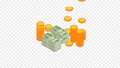 Illustration video material where coins and wads are piled up 88369708