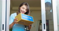 woman receive medicine delivery 89785837