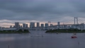 タイムラプス:東京都港区台場から見た東京湾を望む都市景観 91820713