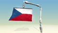 折り畳んだチェコ国旗をロボットアームが広げるアニメーション動画 94539611