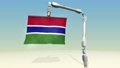 折り畳んだガンビア国旗をロボットアームが広げるアニメーション動画 94539615