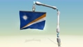 折り畳んだマーシャル諸島国旗をロボットアームが広げるアニメーション動画 94539616
