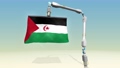 折り畳んだサハラ・アラブ民主共和国国旗をロボットアームが広げるアニメーション動画 94539623