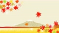 日本の秋の紅葉もみじが舞い落ちる、ゴージャスな富士山の風景のイラスト動画。 94621963