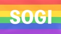 LGBTのシンボル、レインボーフラッグとSOGIのロゴが風にはためく3dcgアニメーション 95347918