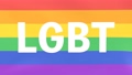 LGBTのシンボル、レインボーフラッグとLGBTのロゴが風にはためく3dcgアニメーション 95347922