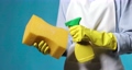 woman holding detergent and sponge for wiping dust 95571348