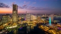 横浜タイムラプス 2022　みなとみらいワイド　夕景から夜景　ティルト 96372570