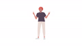 Animated positive man character. Guy showing peace gestures. Full body flat person on white background with alpha channel transparency. Colorful cartoon style HD video footage for animation 96466487