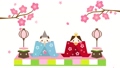 お内裏様とお雛様と花のひな祭りをイメージしたアニメーション　桃の枝ありバージョン 98433831