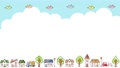 Cityscape background with birds flying in the blue sky 100639923